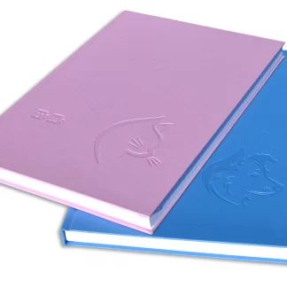 Set caiete studențești premium, A4, copertă cartonată, 112 file, cusut, culoare roz și albastru